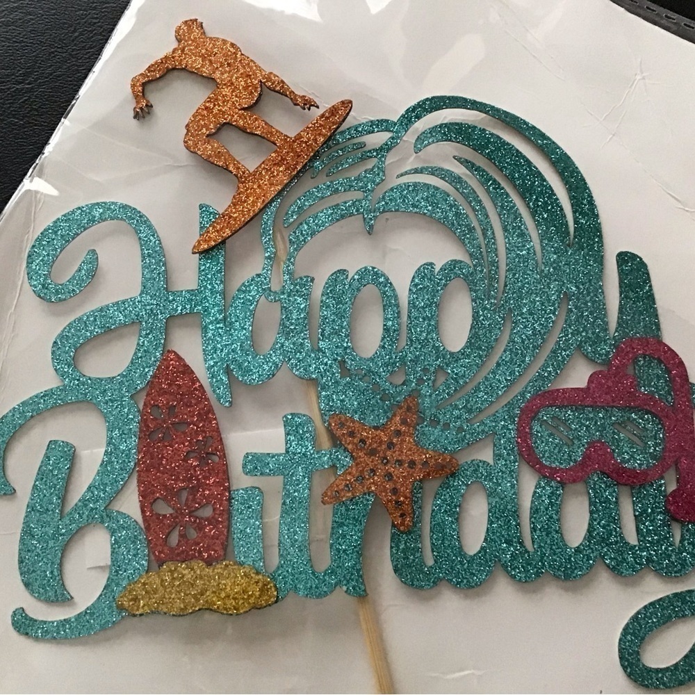 Happy Birthday Cake Topper  - Surfer theme. BRAND NEW
